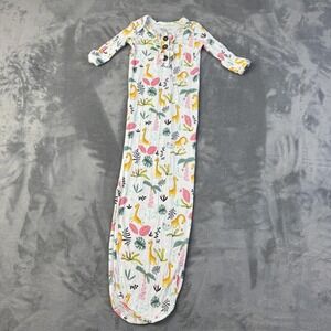 The Petite Giraffe Baby Gown 0-3M White Jungle Safari Knot Sleeper Soft